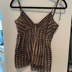 Theory Beige and Black Polka Dot Tank Top